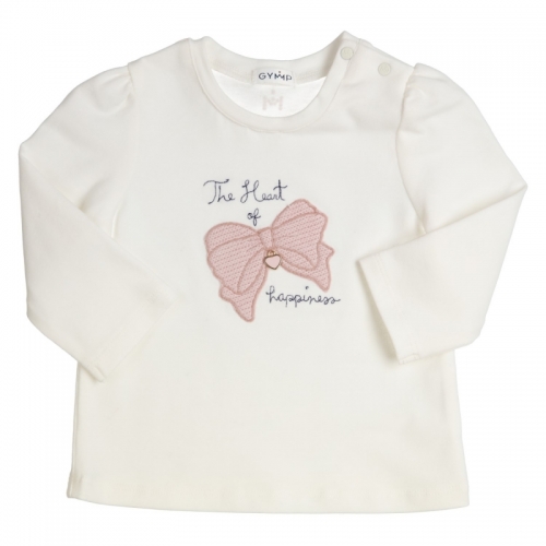 MKL T-SHIRT LM  EMBROD BOW OFF WHITE