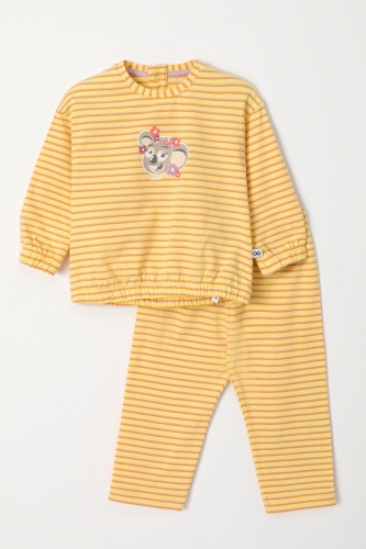 Meisjes-Dames Pyjama 932 geel-lila s