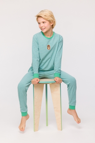 Jongens-Heren Pyjama 911 groen-blauw