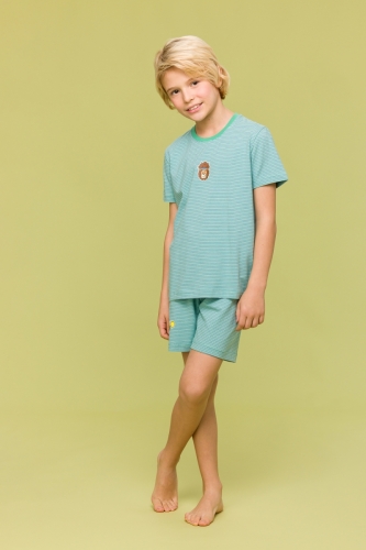 Jongens-Heren Pyjama 911 groen-blauw