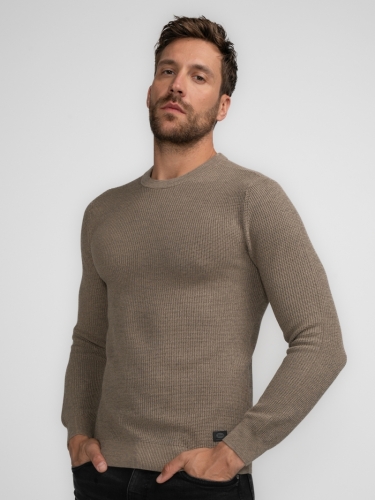 Men Knitwear Round Neck Basic 7140 Oak