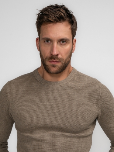 Men Knitwear Round Neck Basic 7140 Oak