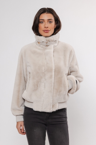 Short fake fur jacket Birch -