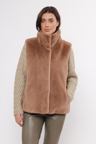 Short faux fur waistcoat Twig -