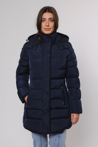 Padded coat with detachable ho Navy -