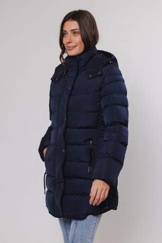 Padded coat with detachable ho Navy -