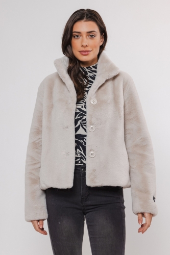 Single breasted fake fur jacke Birch -