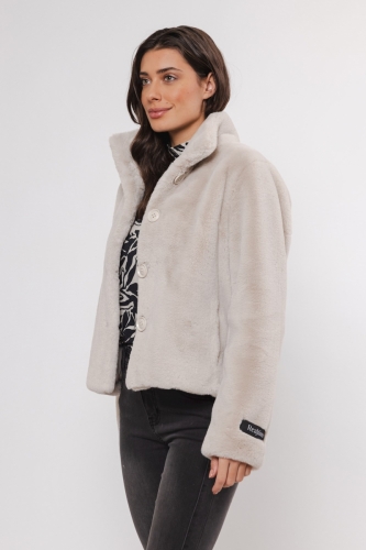 Single breasted fake fur jacke Birch -