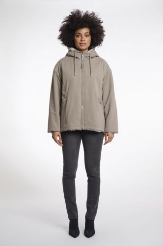 Reversible jacket with hood Light pebble an