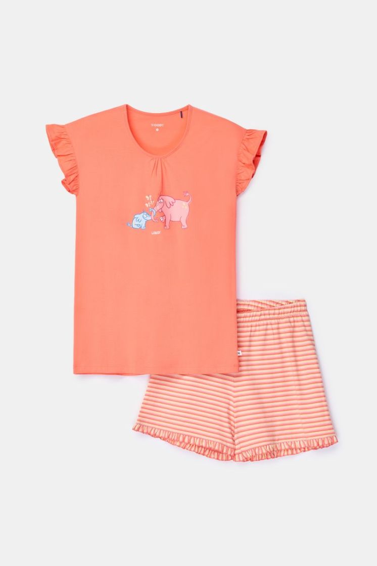 Meisjes-Dames pyjama 427 koraalrood