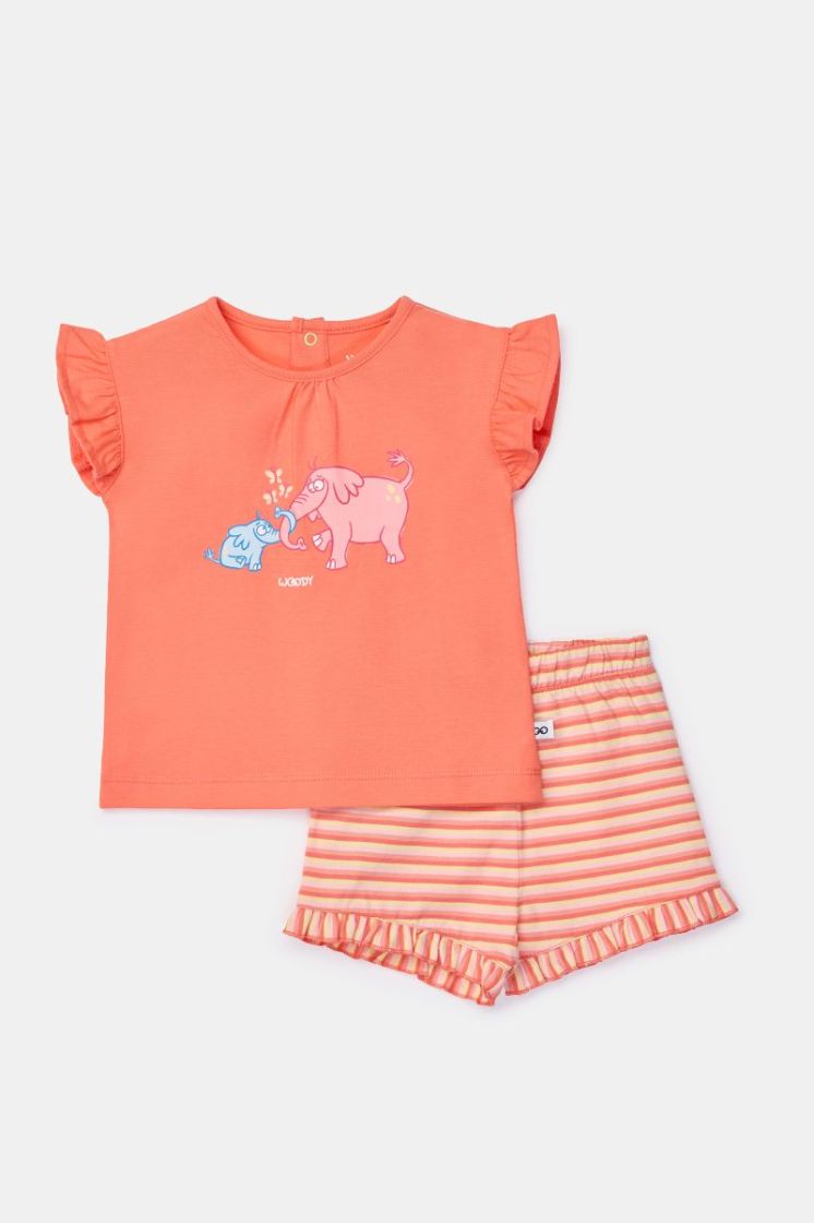 Meisjes-Dames pyjama 427 koraalrood