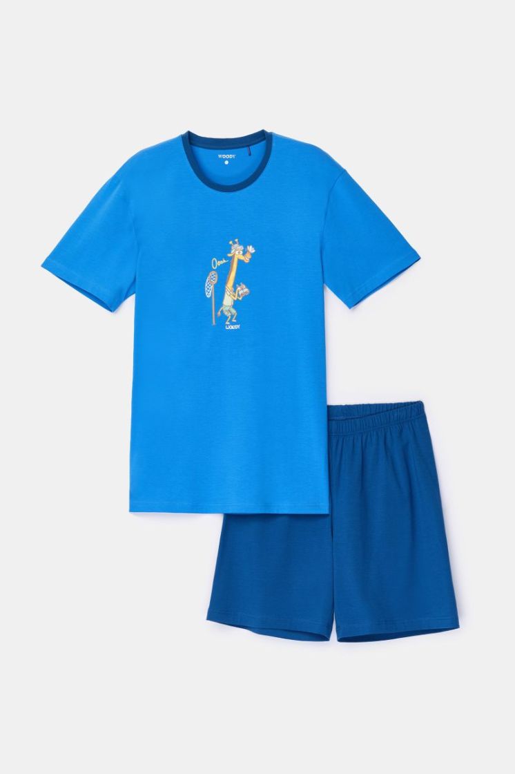 Jongens-Heren pyjama 837 hoogblauw