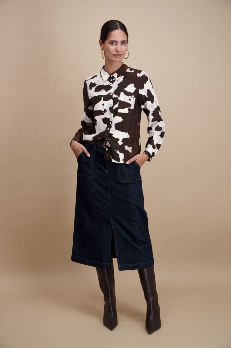 D BLOES HEMD MET MOUWEN 03-MARRON BEIGE