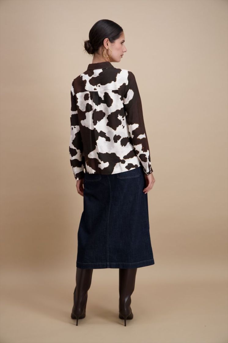 D BLOES HEMD MET MOUWEN 03-MARRON BEIGE