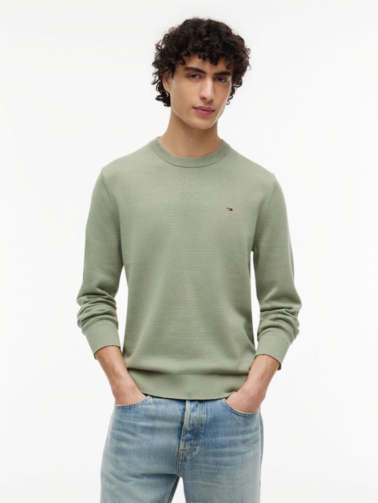 H TJM SLIM ESS LIGHT SWEATER PMO SPRING OLIV