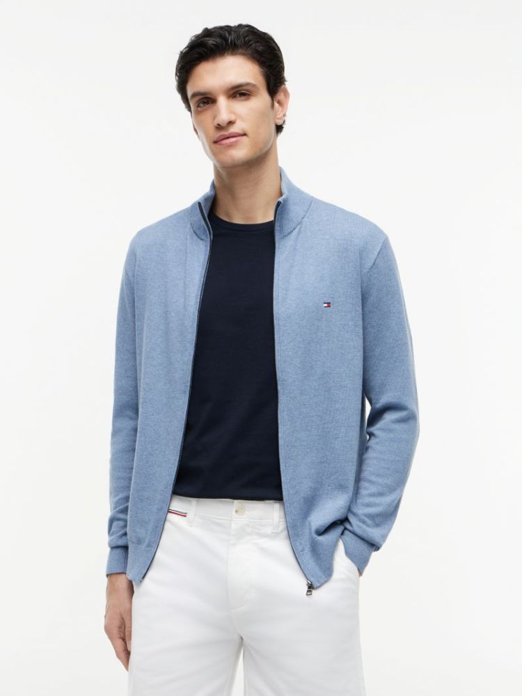 H ESSENTIAL COTTON ZIP PULL DOZ BRISK BLUE