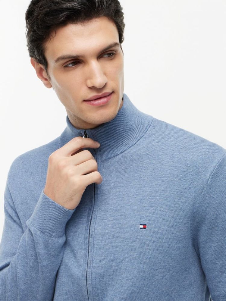 H ESSENTIAL COTTON ZIP PULL DOZ BRISK BLUE