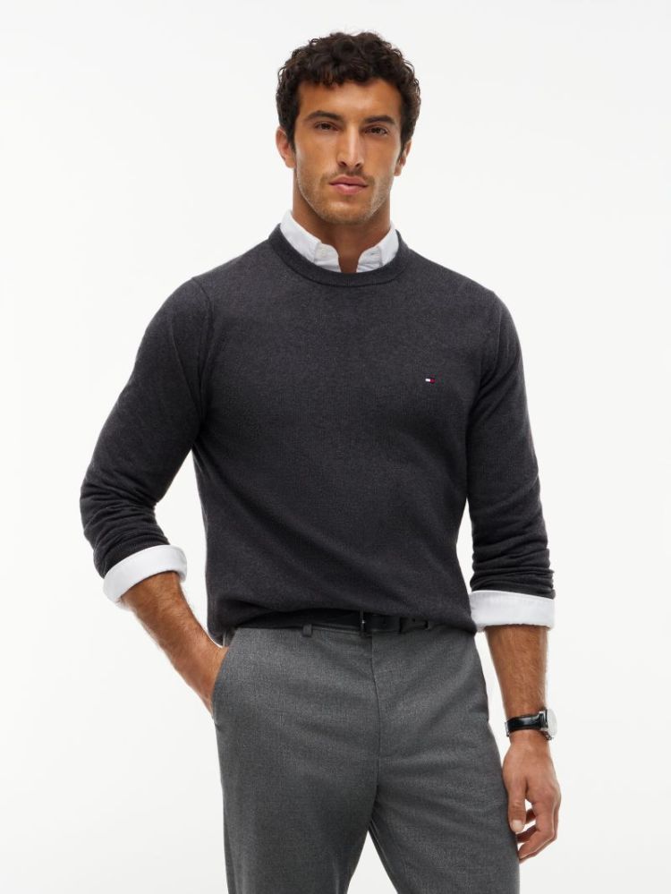 H PIMA ORG CTN CASHMERRE PULL P92 DARK GREY H