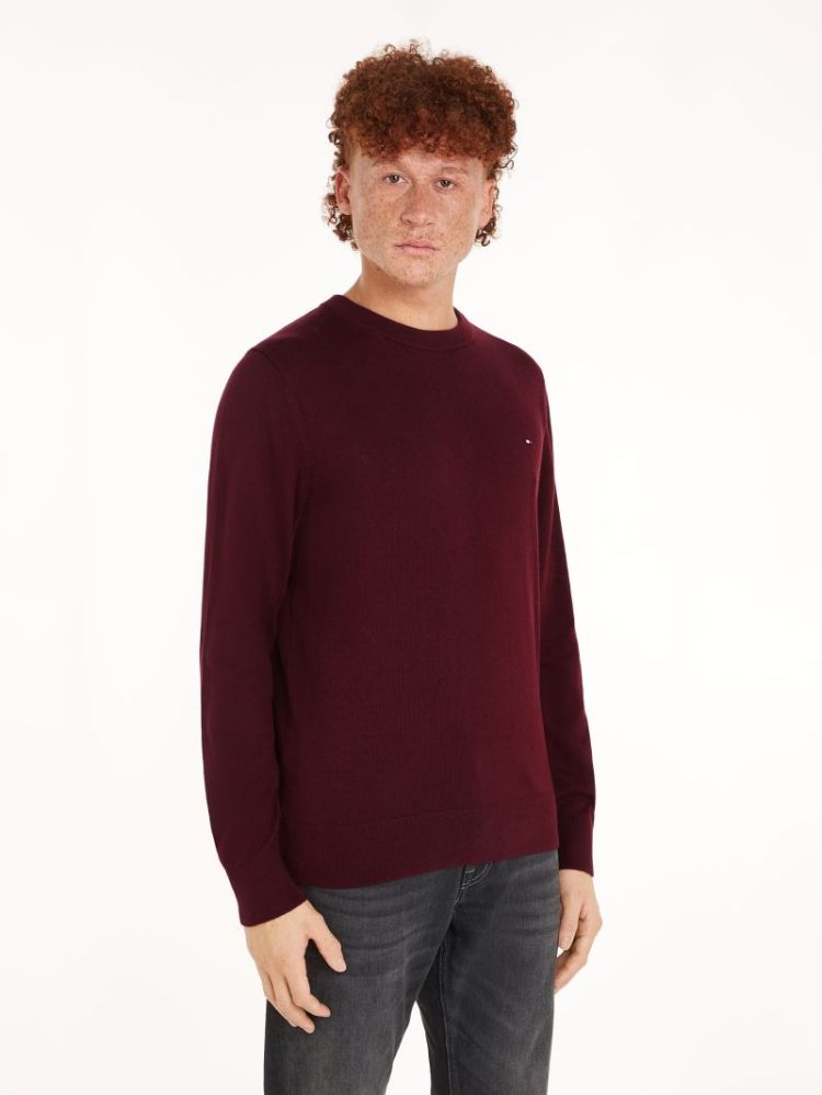 H PIMA ORG CTN CASHMERE PULL VLP BURGUNDY