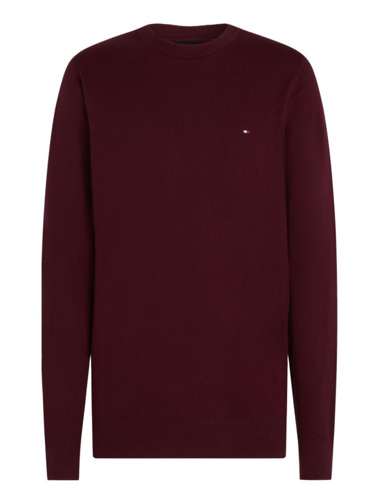 H PIMA ORG CTN CASHMERE PULL VLP BURGUNDY
