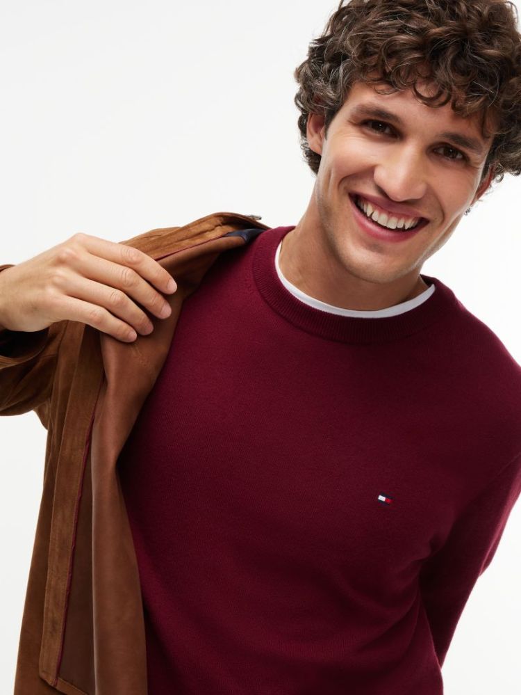 H PIMA ORG CTN CASHMERE PULL VLP BURGUNDY