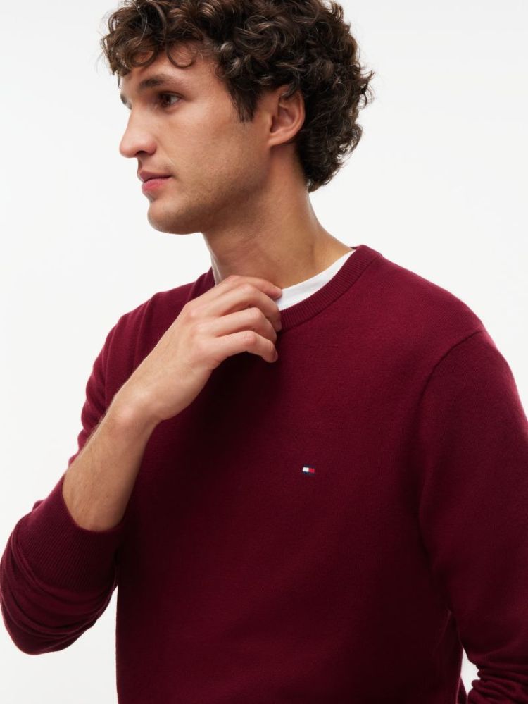 H PIMA ORG CTN CASHMERE PULL VLP BURGUNDY