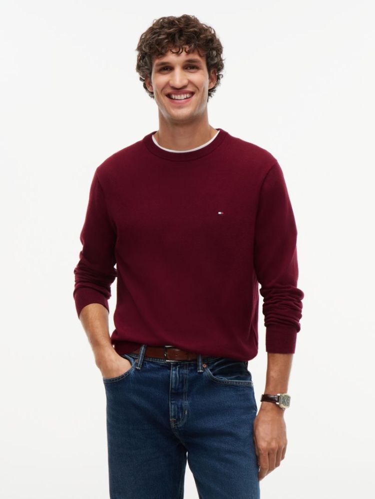 H PIMA ORG CTN CASHMERE PULL VLP BURGUNDY