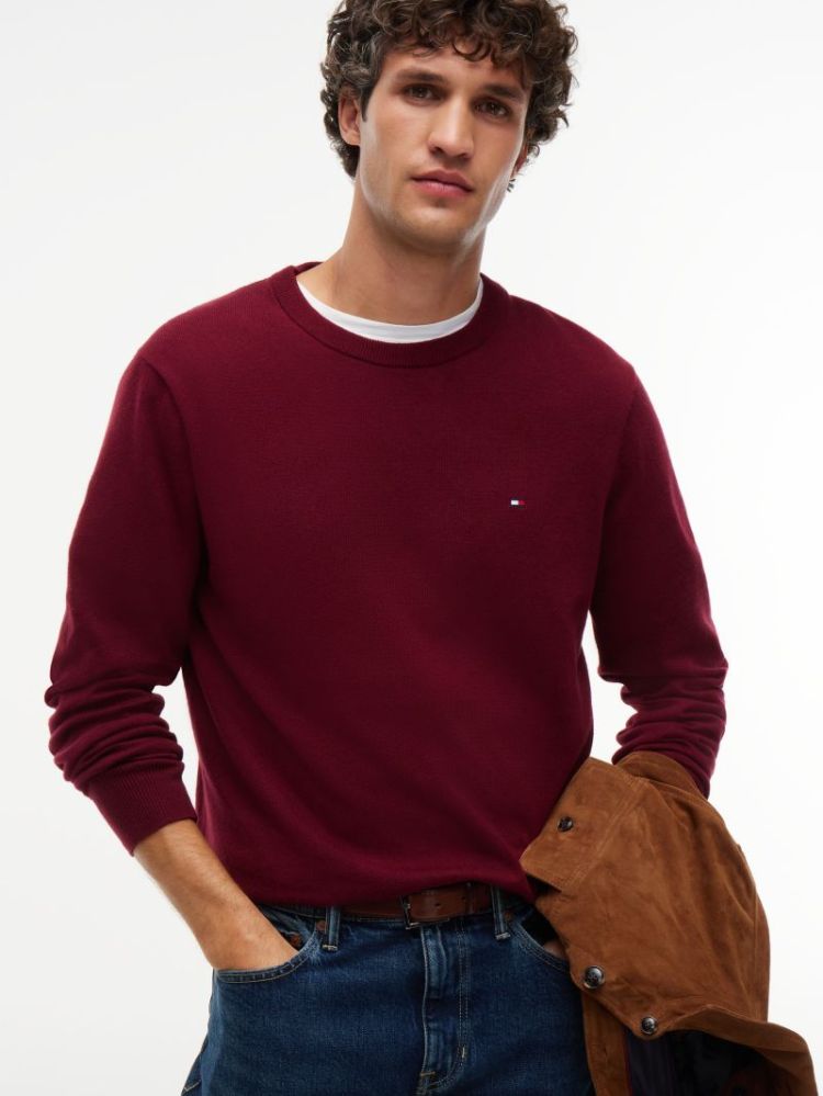 H PIMA ORG CTN CASHMERE PULL VLP BURGUNDY