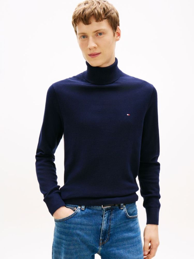 H PIMA ORG CTN CASHMERE PULL DW5 NAVY BLUE