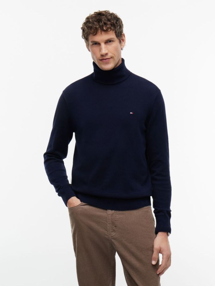 H PIMA ORG CTN CASHMERE PULL DW5 NAVY BLUE