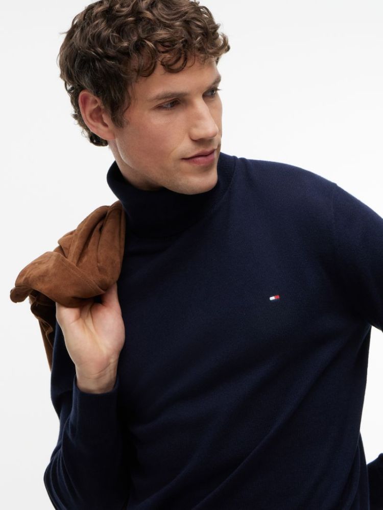 H PIMA ORG CTN CASHMERE PULL DW5 NAVY BLUE