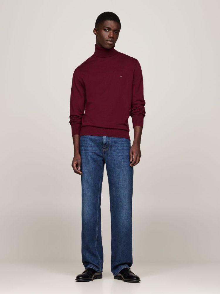 H PIMA ORG CTN CASHMERE PULL VLP BURGUNDY
