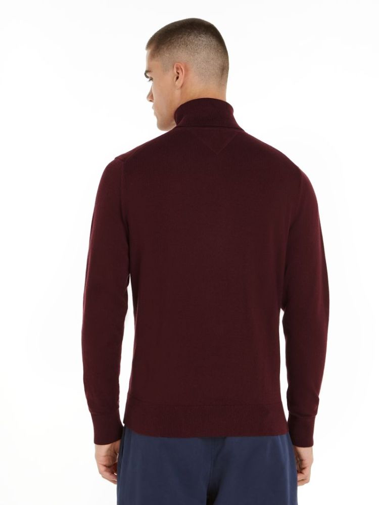 H PIMA ORG CTN CASHMERE PULL VLP BURGUNDY