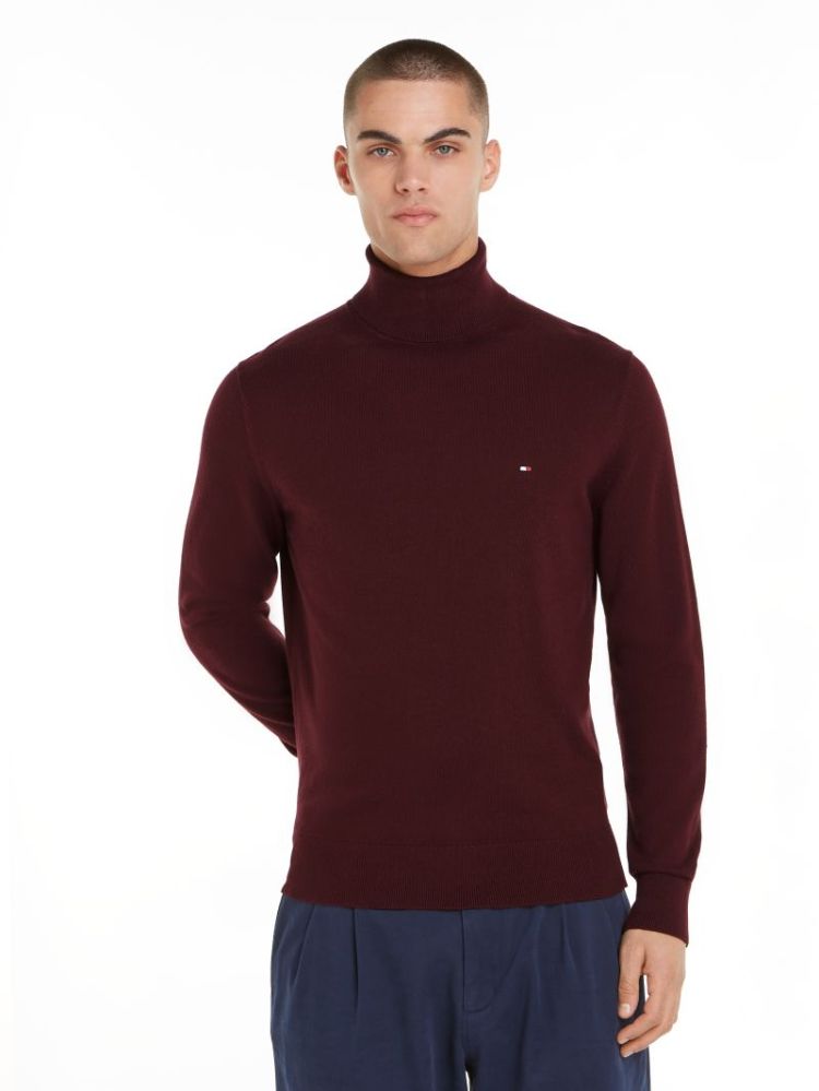 H PIMA ORG CTN CASHMERE PULL VLP BURGUNDY
