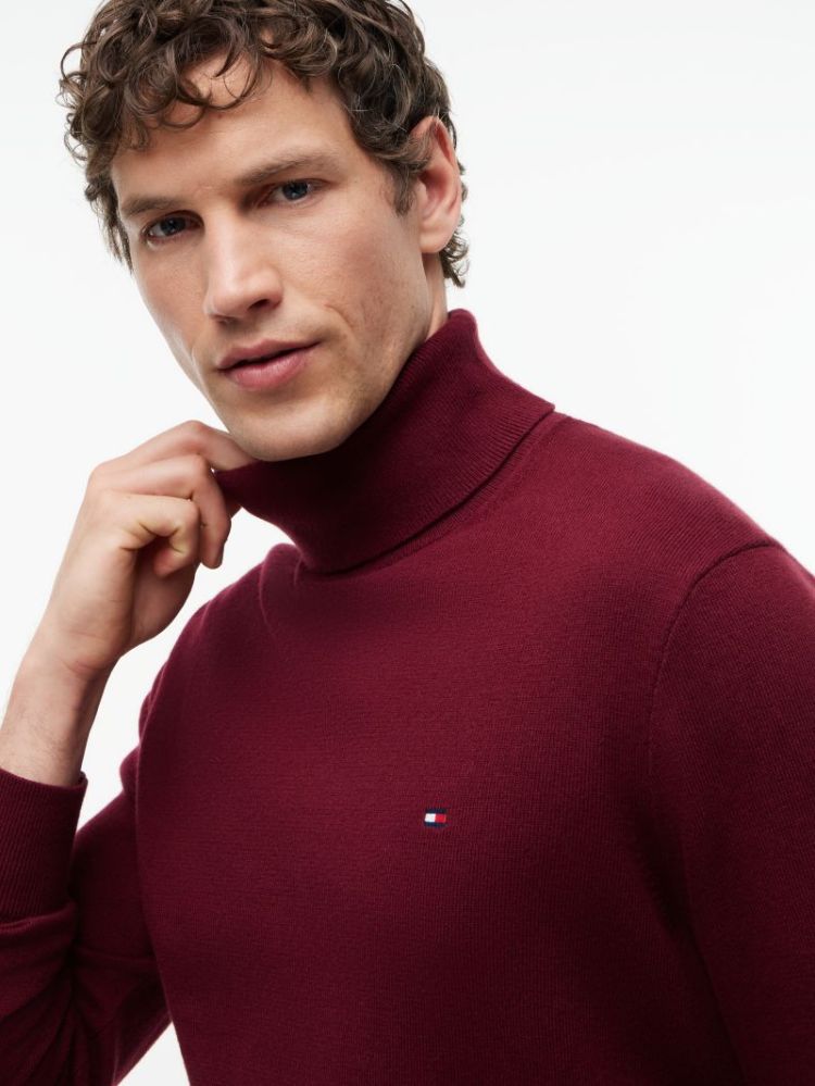 H PIMA ORG CTN CASHMERE PULL VLP BURGUNDY