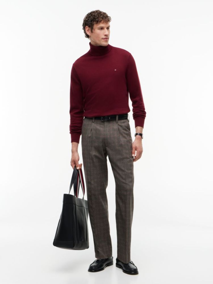 H PIMA ORG CTN CASHMERE PULL VLP BURGUNDY