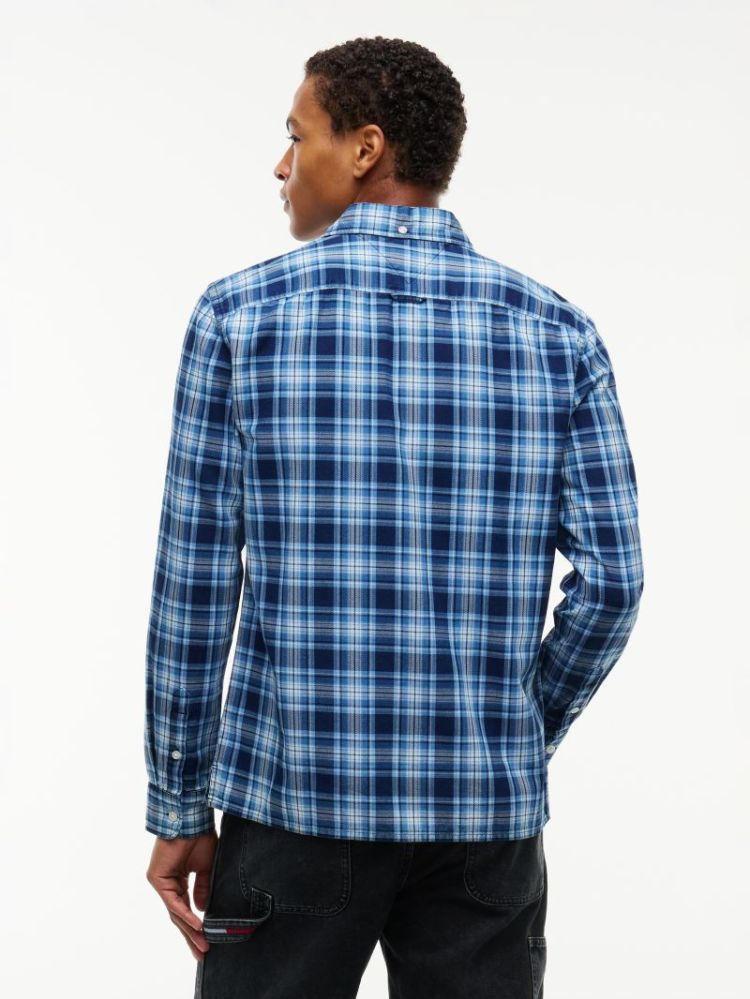 H TJM REG DOBBY CHECK HEMD OYM BASIC NAVY