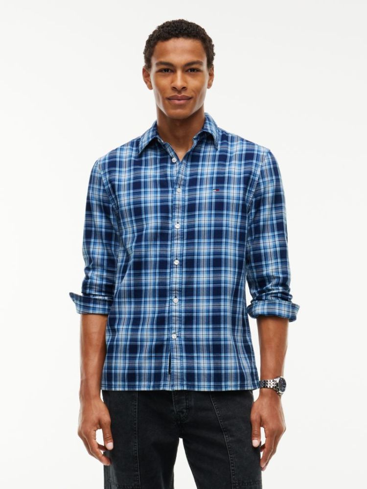 H TJM REG DOBBY CHECK HEMD OYM BASIC NAVY