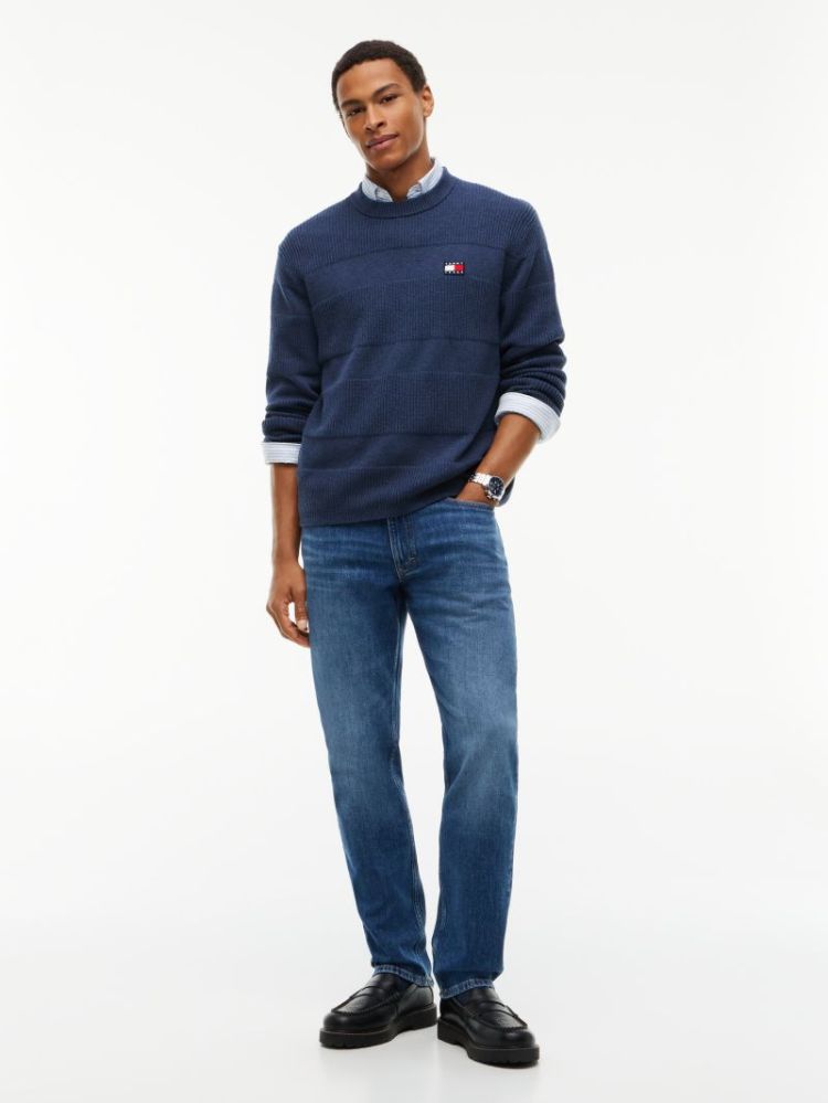 H TJM REG TEXTURED SWEATER EXT D1B BASIC NAVY 