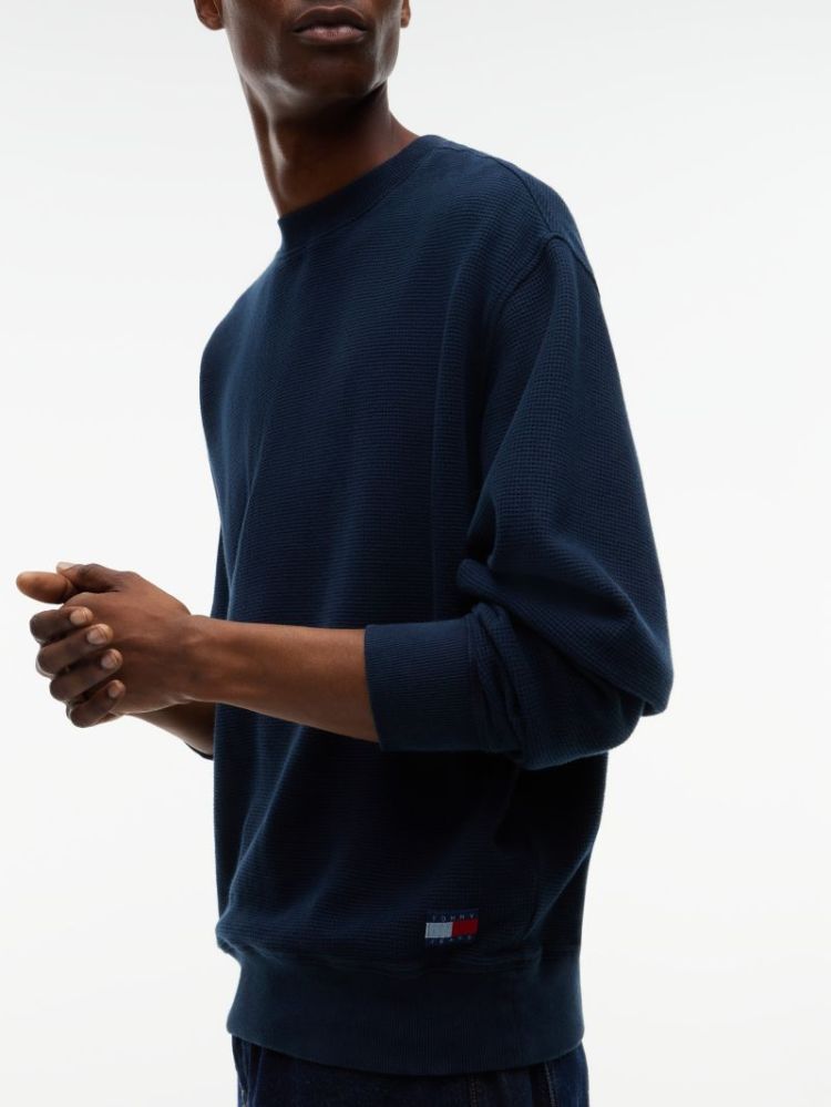 H TJM RLX WASHED WAFFLE PULL C1G DARK BLUE