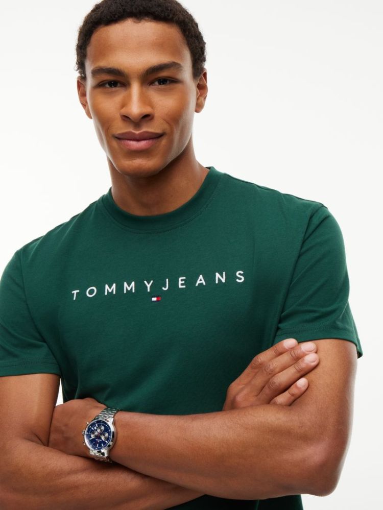H TJM REG LINEAR LOGO T-SHIRT MBM VELVET GREE