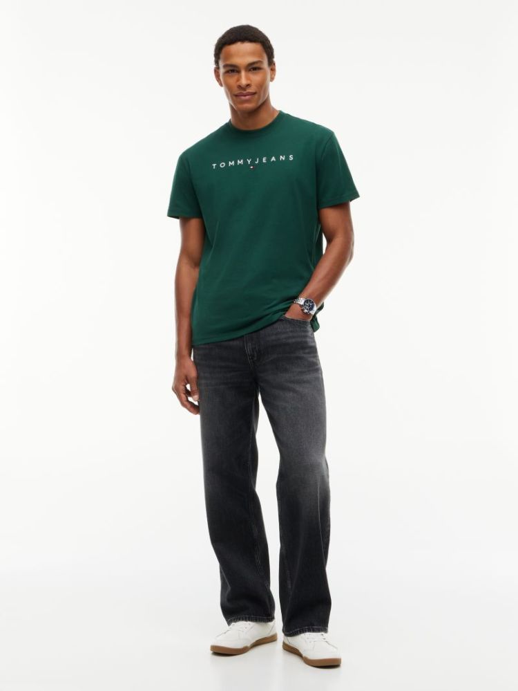 H TJM REG LINEAR LOGO T-SHIRT MBM VELVET GREE