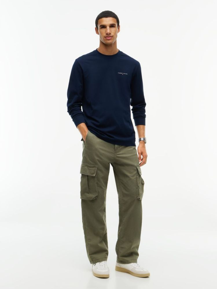 H TJM SLIM CHEST LINEAR T-SHIR C1G DARK BLUE