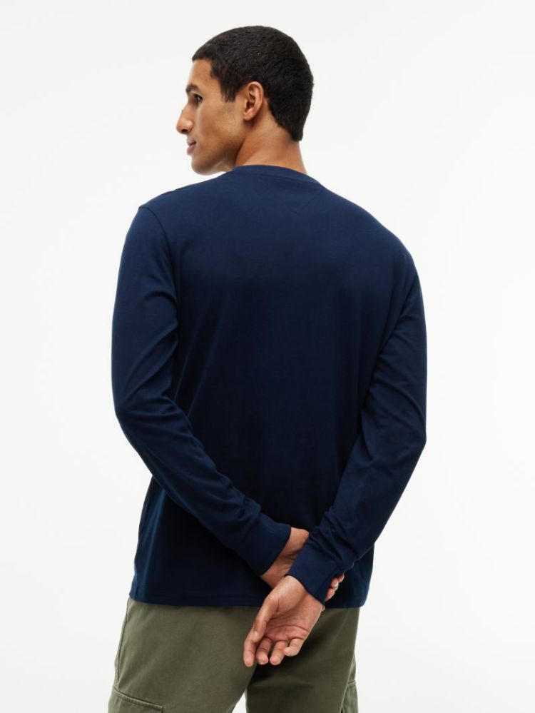 H TJM SLIM CHEST LINEAR T-SHIR C1G DARK BLUE