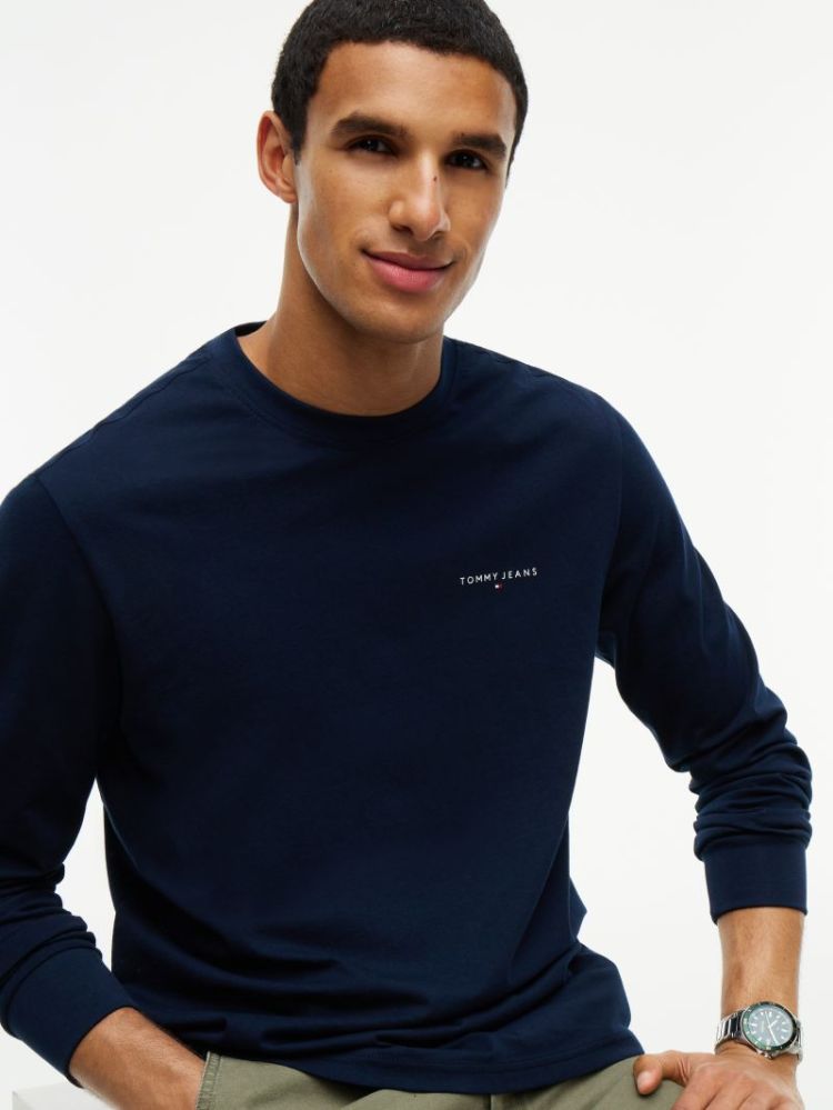 H TJM SLIM CHEST LINEAR T-SHIR C1G DARK BLUE