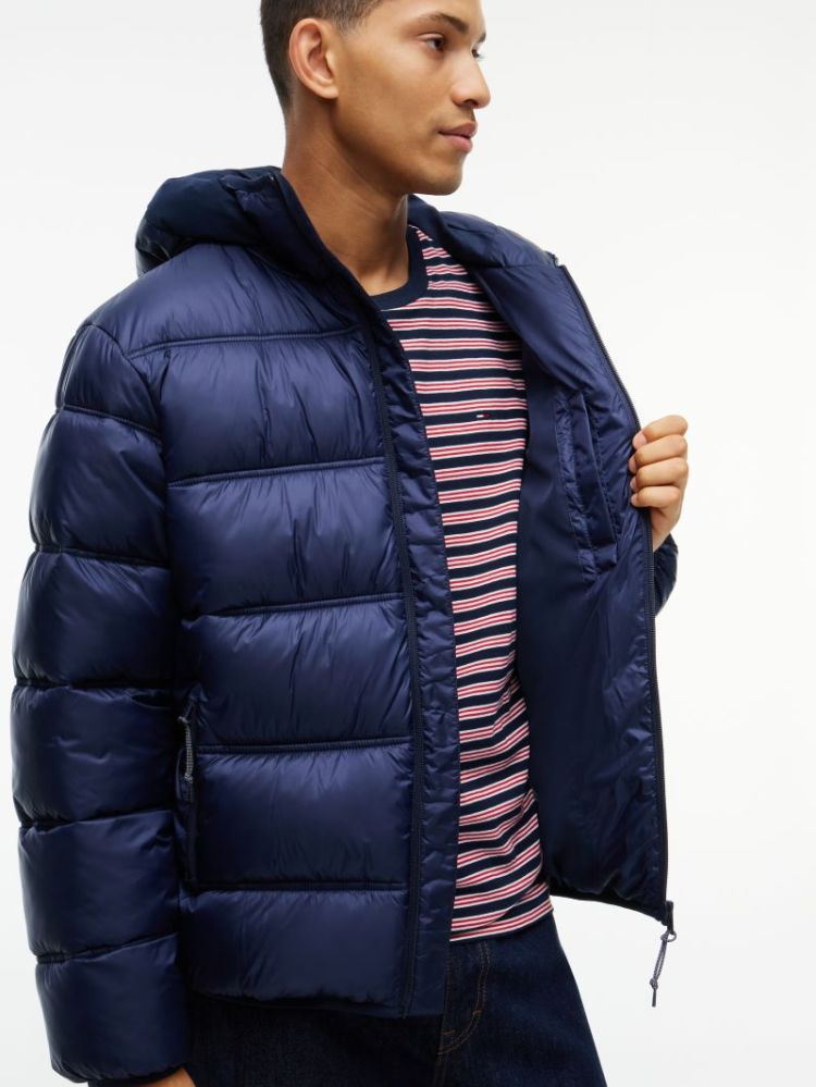H TJM HOODED LOGO JACKET EXT C1G DARK BLUE