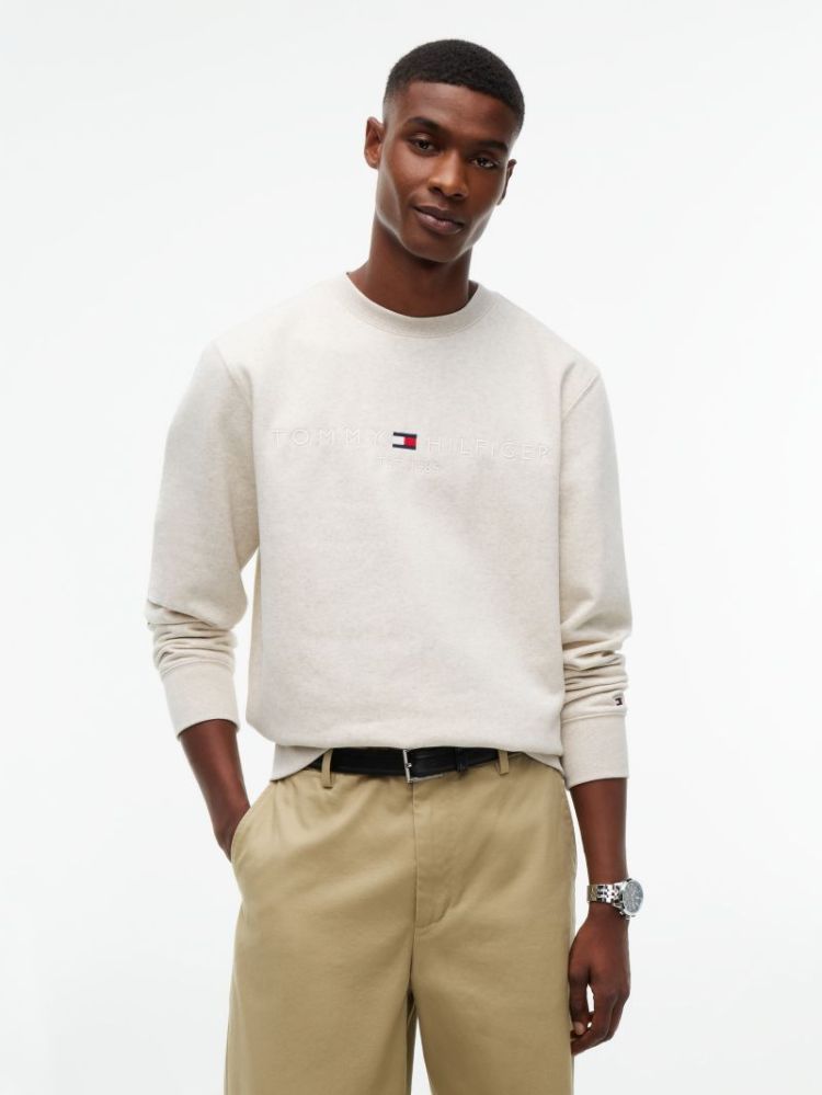 H TOMMY LOGO SWEATSHIRT OF6 HEATHERED O