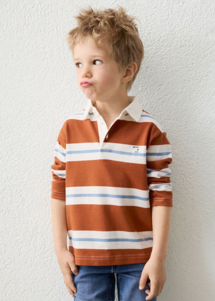 Long sleeve polo 85 Brick red