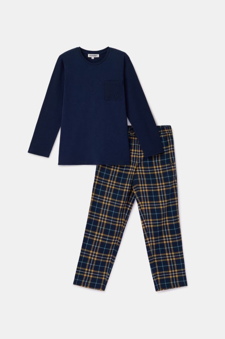 Jongens-Heren pyjama 881 donkerblauw
