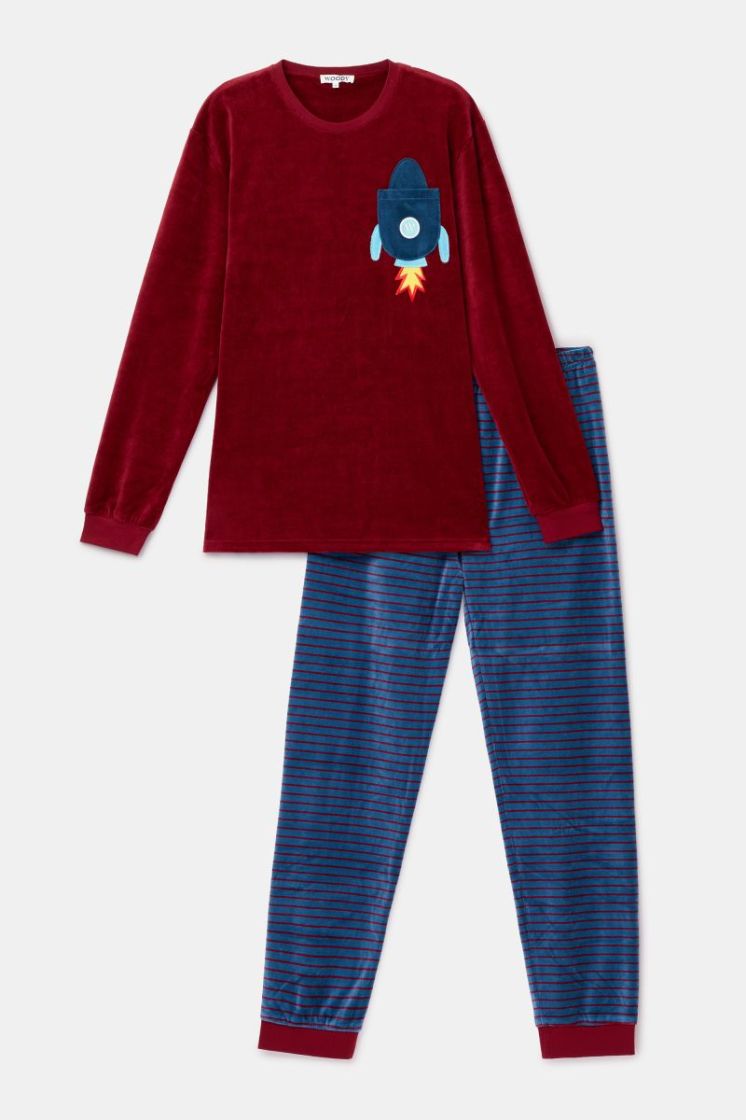 Jongens-Heren pyjama 471 bordeaux
